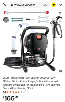 VEVOR Stand Airless Paint Sprayer, 3000PSI 750W Efficient Electric Airless Sprayer,for Home Interior and Exterior Furniture and Fences, Handheld Paint