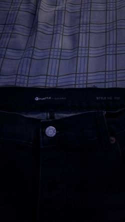Purple jeans with white splats on them in good condition size 34￼