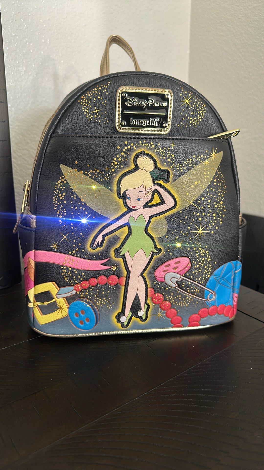 Disney Parks Loungefly Tinker Bell Mini Backpack Peter Pan Lights