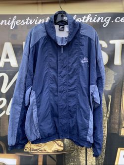 Vintage 1990s Nike Air Champs Two Tone Blue Nylon Windbreaker Jacket Snap Zip XL