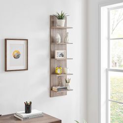 2- Five-Tier Wide Column Wall Shelf