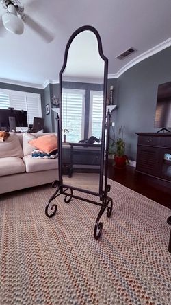 Pottery Barn Wrought Iron Cheval Floor Mirror – Black