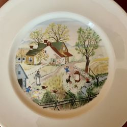 GRANDMA MOSES JACK + JILL MILBERN PLATE, VINTAGE, GREAT GIFT (SALE) 