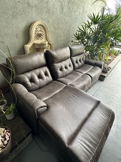 Canyon Gray 98'' Power Reclining 3 Piece Left Arm Facing Chaise Sectional with Armless Chair & Power Headrest