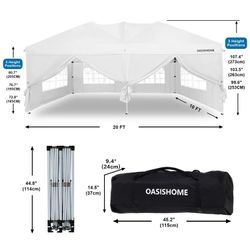 10x20 Heavy Duty Pop Up Canopy Tent w/ 6 Sidewalls – ONLY $128