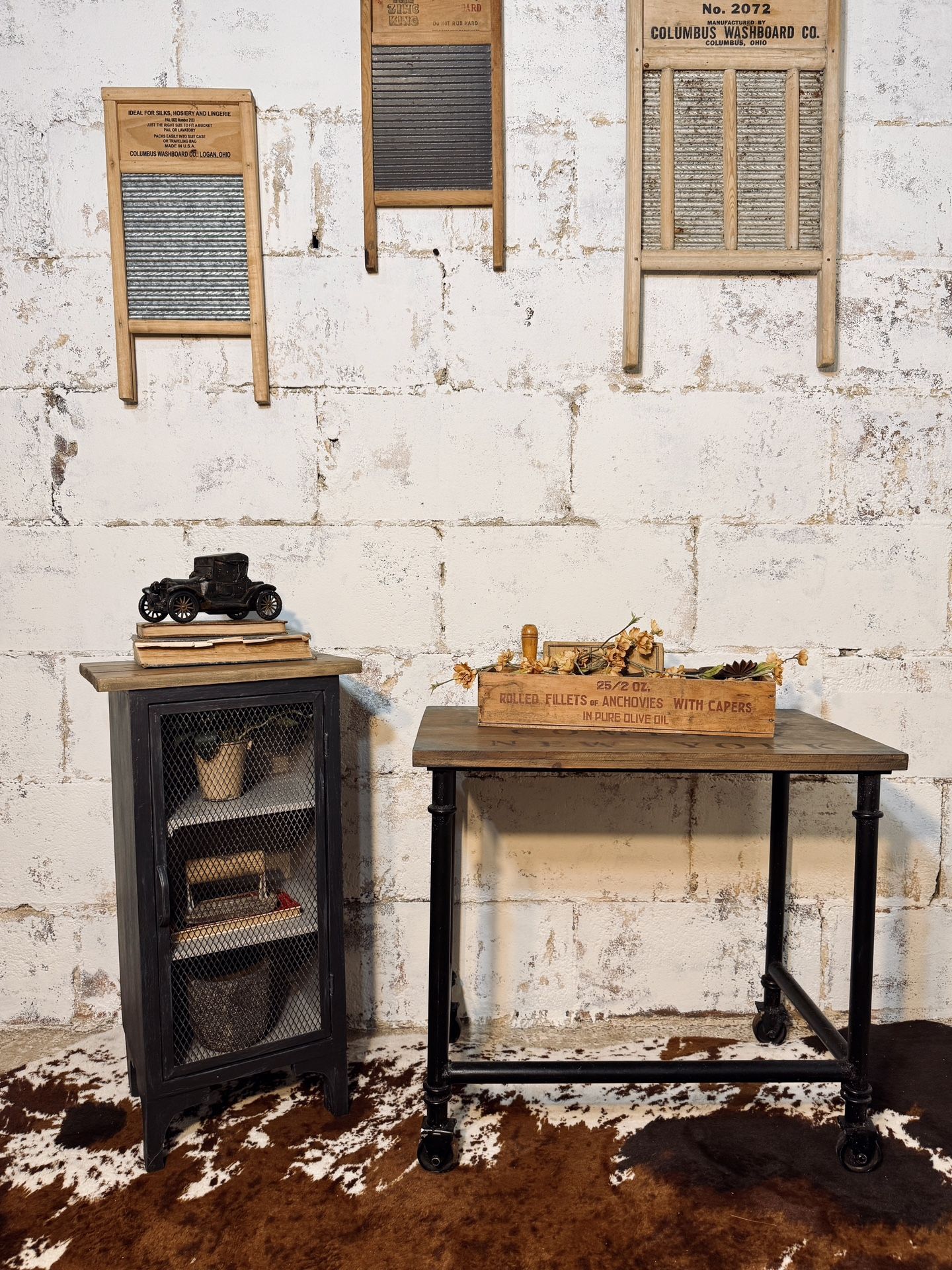 Industrial Rustic Side Table/ Nightstand Pair