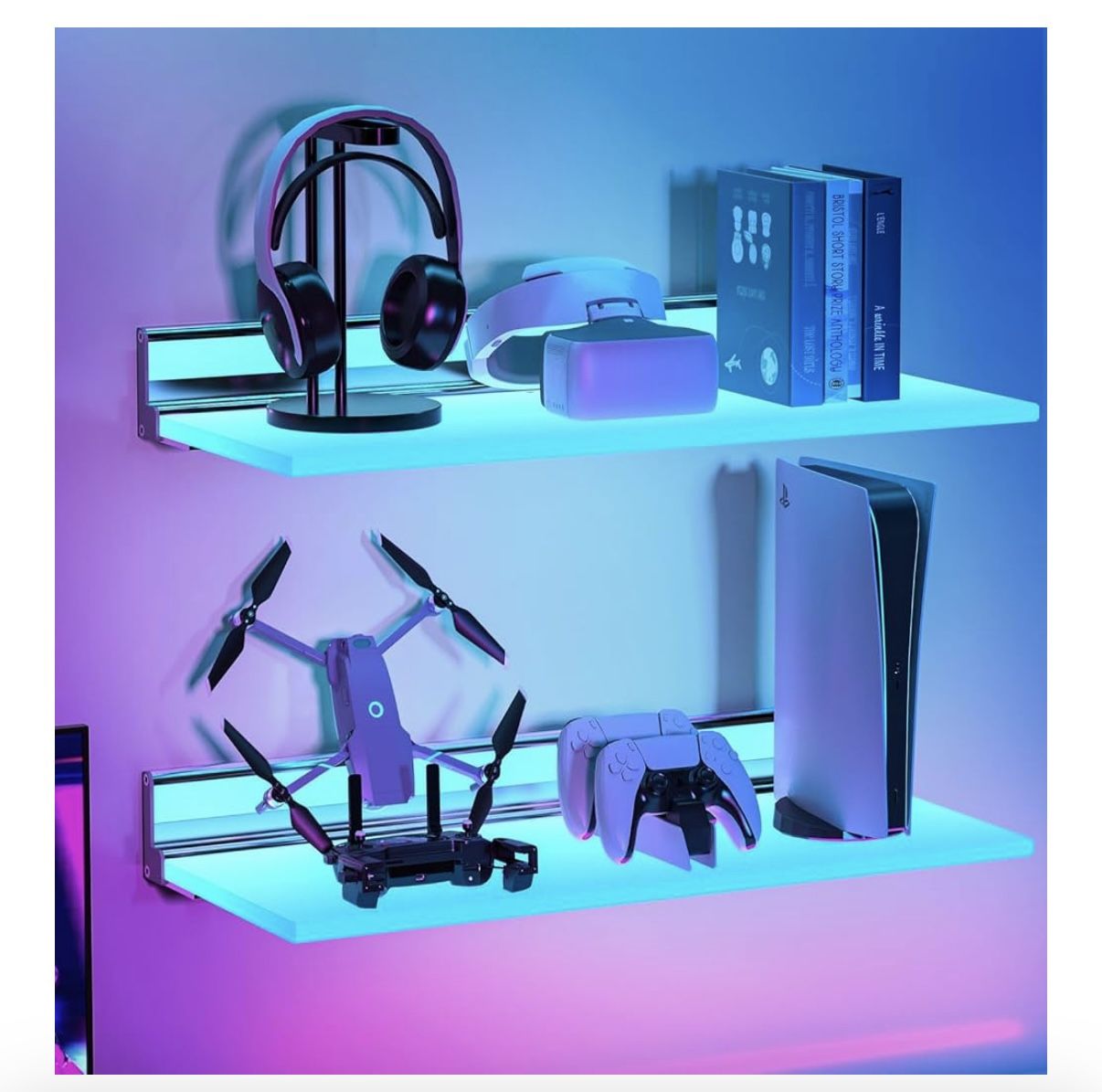 Floating Shelf with Lights 2‑Pack