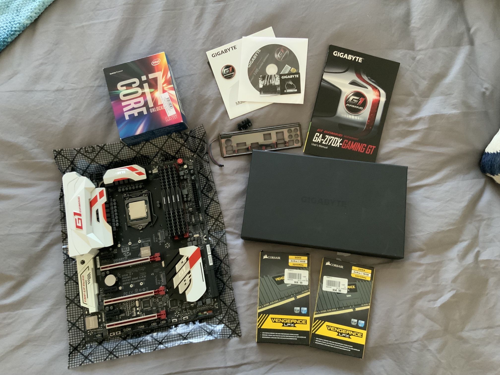 i7 6700k, 32GB Corsair DDR4, Gigabyte Z170X Motherboard COMBO