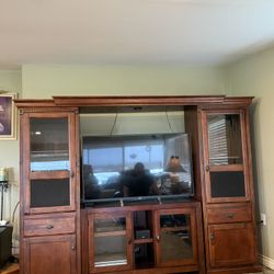 Beautiful Expanding Wood Entertainment Center - $550.00 ($400.00 without tv console)