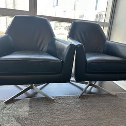 Paulina Leather Gel Swivel Armchairs