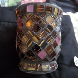 Brown Glass Candle Holder Or Vase