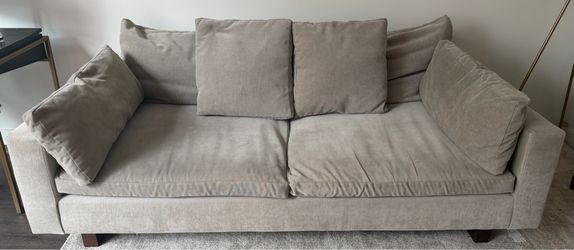 West Elm Harmony 82" Sofa, Distressed Velvet, Light Taupe