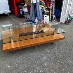 BDI #2302  Beautiful Wood With Glass Coffee Table 44 X 28