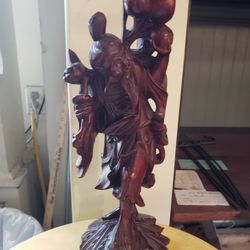 Vintage Asian Carved  Wood Statue