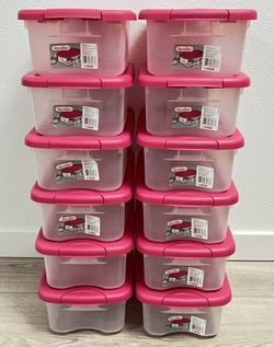 Shoe boxes 12 with hot pink lids 