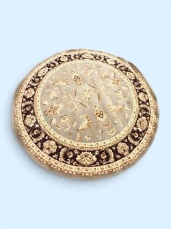 Brand New Round Gray & Brown Floral Rug - $150