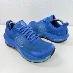 Topo Athletic MTN Racer 4 Trail Running Shoes Womens Size 9.5 Blue Vibram Sole