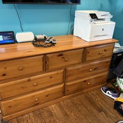 Solid Wood 7-Drawer Dresser - Warm Honey Pine Finish