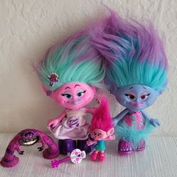 Dream Works Trolls Set Of 3 Dolls Used.