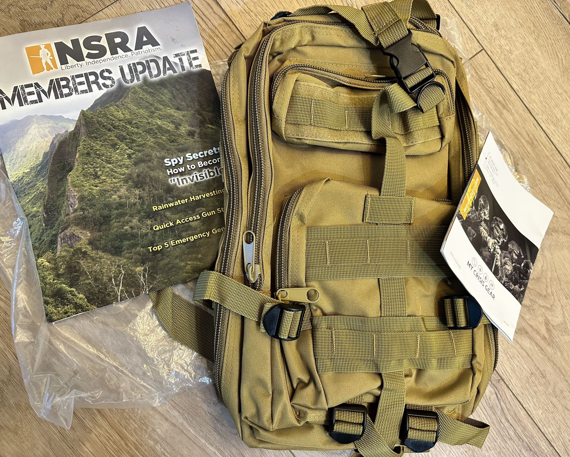 My Crisis Gear Tactical Backpack NWT Catalog & Book Included