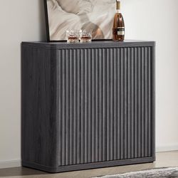 Buffet Cabinet with Storage Sideboard Accent Modern Credenza with Doors & Shelves Fluted 34.6" Tall Media Console Mid Century Coffee Bar Table for Liv