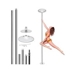 Adjustable Dance Pole, Chrome Plated Steel, For Home, Gym & Party