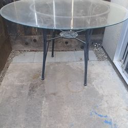 Glass Table With Brass Base