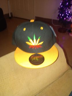Rasta Leaf Embroidered Snapback Hat