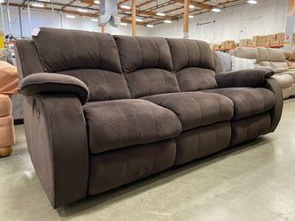 Espresso Brown 3 Seat Sofa with Double Manual Recliners