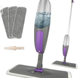 Spray Mop for Floor Cleaning, Microfiber Floor Mops Wet Dry Flat Mop with 550ML Refillable Bottle 3 Washable Pads Replacement, Dust Mop for Wooden Lam