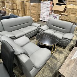 Grey 3Pcs Modern Living Room Set / Juego de sala de estar moderna gris de 3 piezas