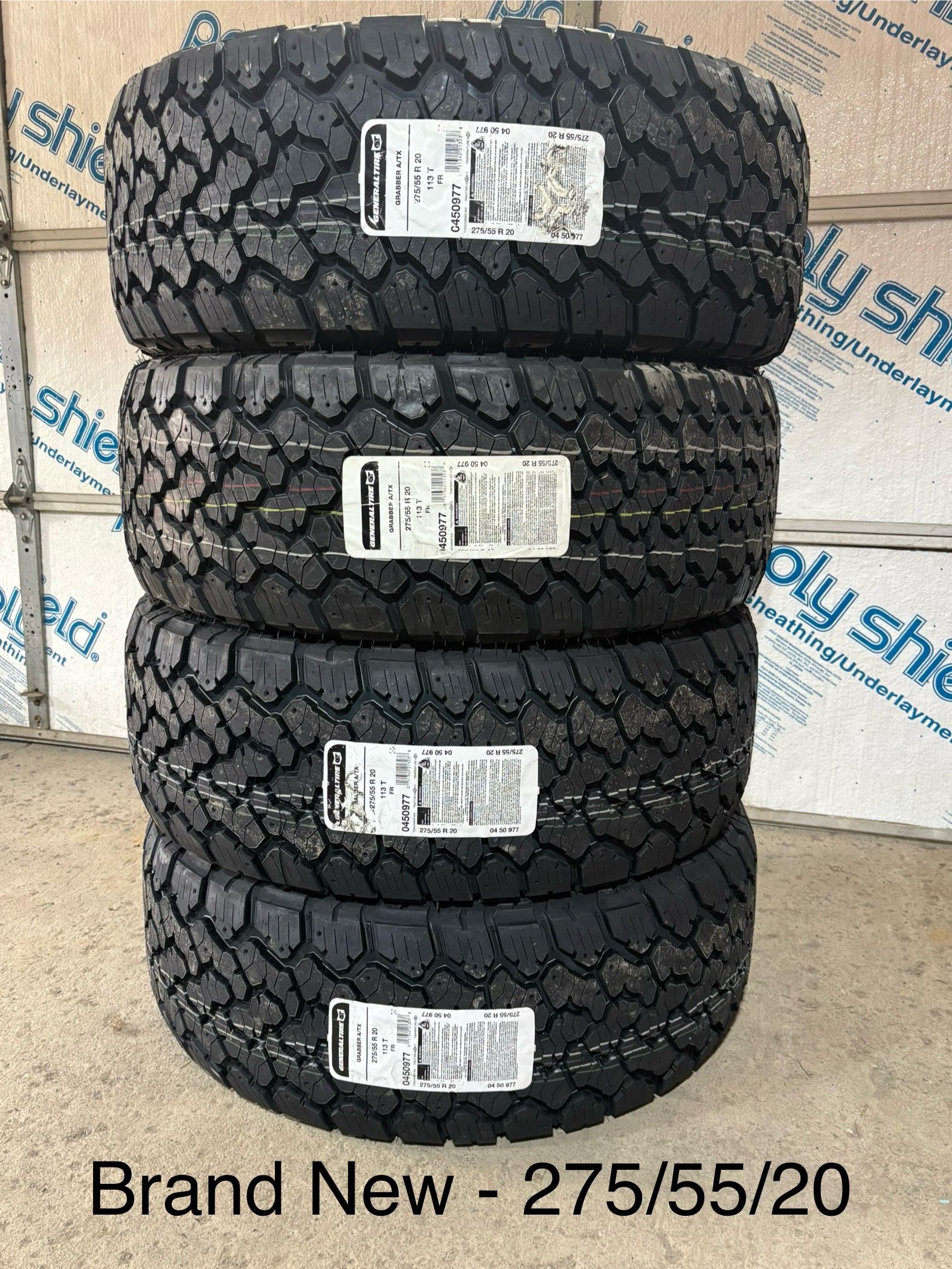 (4) - 275/55/20 General Grabber A/TX Tires