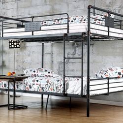 Brand New Black Metal Full Over Full Bunk Bed 