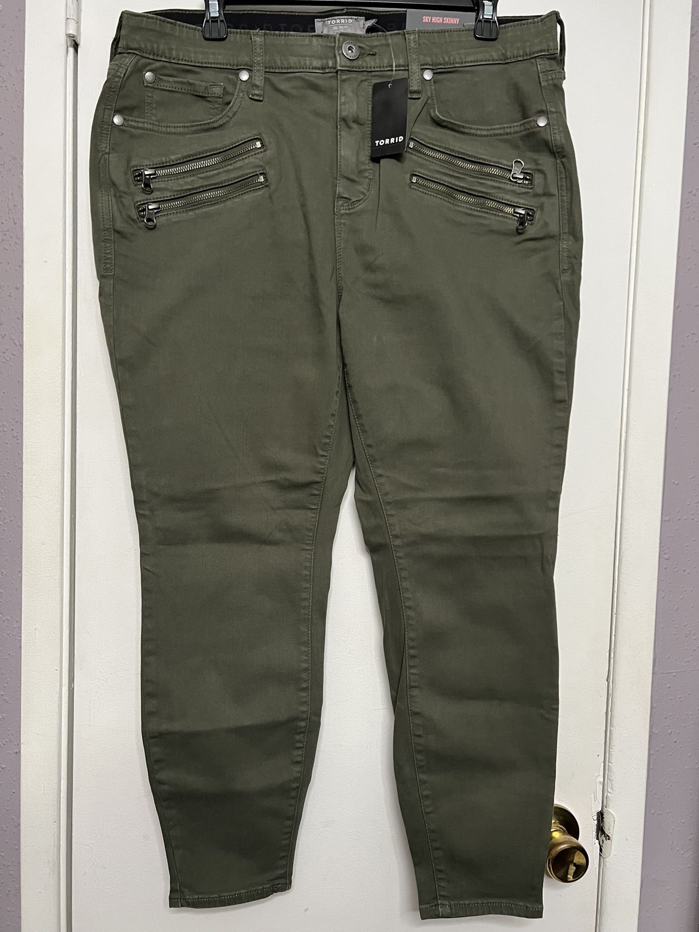 Torrid Sky High Skinny Plus Size Green Jeans 16 S