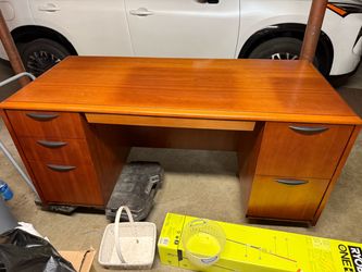 Cherry finish Executive Desk with Drawers