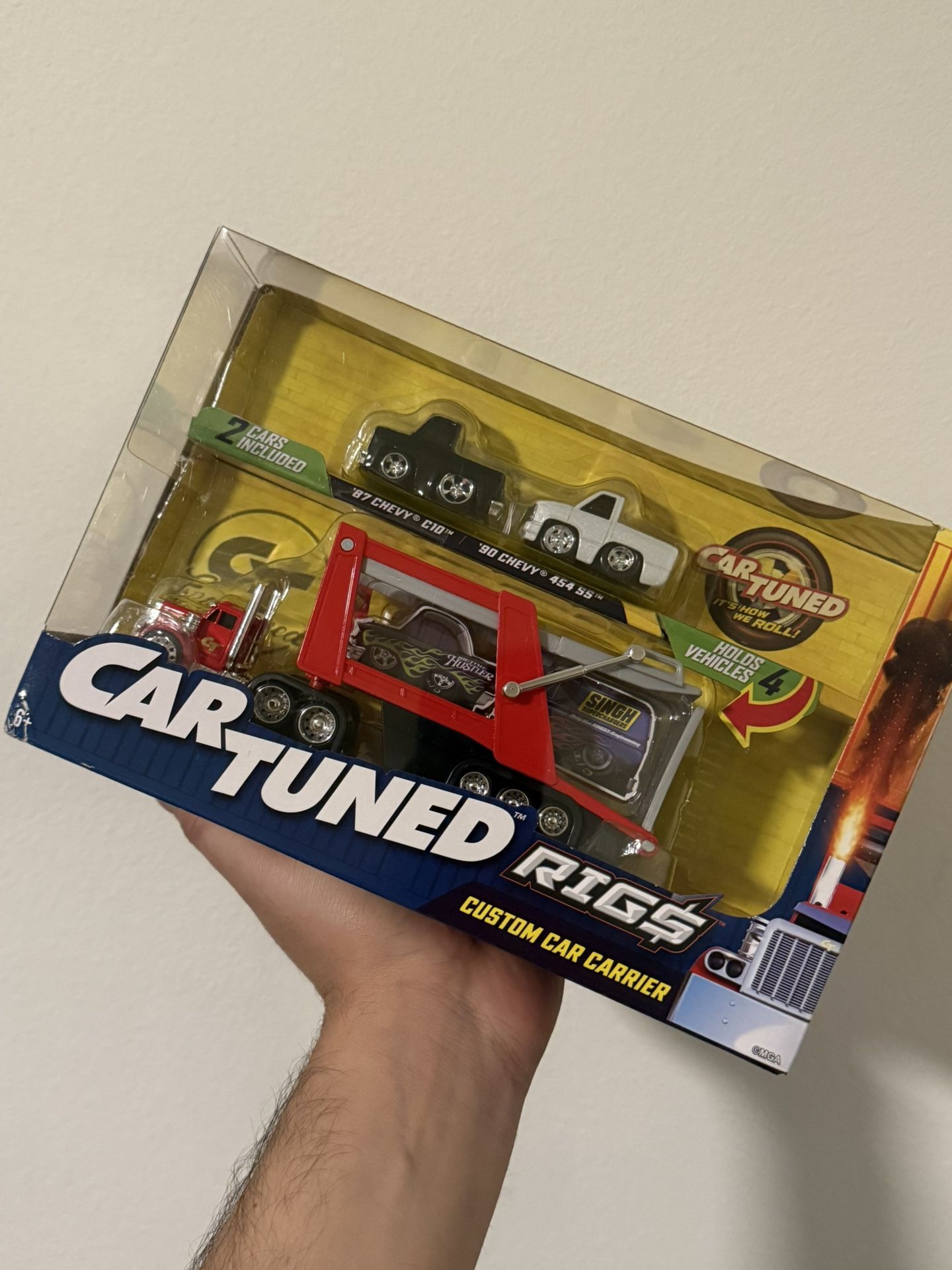 Car Tuned Rigs Custom Car Carrier w/ 2 Cars ‘87 Chevy C10 & ‘90 Chevy 454 SS