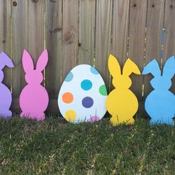 Easter Bunnies  & Eggs Yard Decorations