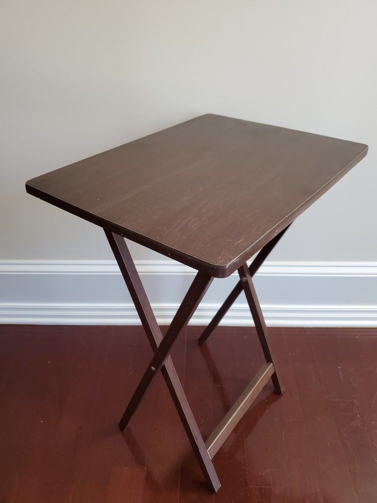 Single Brown Wood Folding TV Tray Table