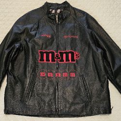 Rare M& M Nascar LEATHER Jacket