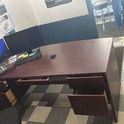 Solid Wood Brown large Office Desk Furniture