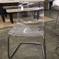 Set of 2 Clear Acrylic Chairs w/ Metal Legs – Modern Dining