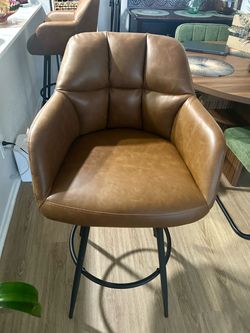 Brown Faux Leather 2 set of  Swivel Bar Stool