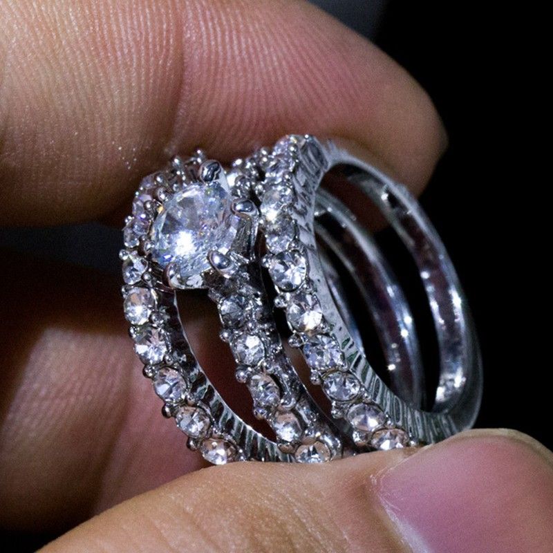 "3pcs/Set Shiny Gems Beautiful Wedding Eternity Ring for Women, EVGG1194