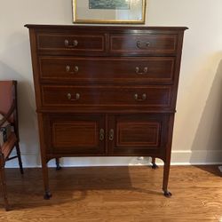 Antique Circa 1883 mahogany Wood- Tall chest of drawers