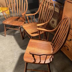 Vintage 1920’s Solid Oak set of Captains Chairs by Tell City