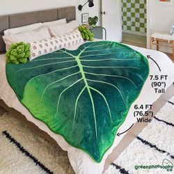 Green Philosophy Co. Giant Leaf Blanket - Regal Shield Inspired Leaf Design, Large Soft Warm & Cozy Throw for Living Room Couch Sofa Bed Perfect for P