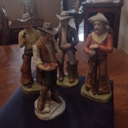 Four Vintage Porcelain Cowboys 8" Bundle 