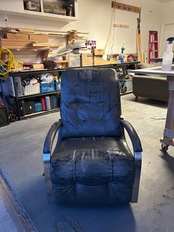 Gray Leather Swivel Rocker Recliner