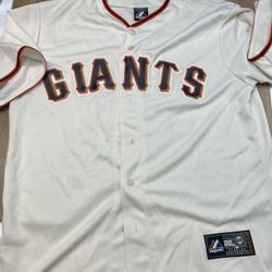 Vintage Majestic MLB SF Giants #13 Cream Sewn Logo Baseball Jersey Mens Large 