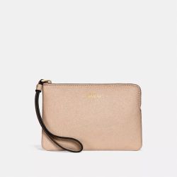 Coach Corner Zip Wristlet Wallet Gold / Taupe